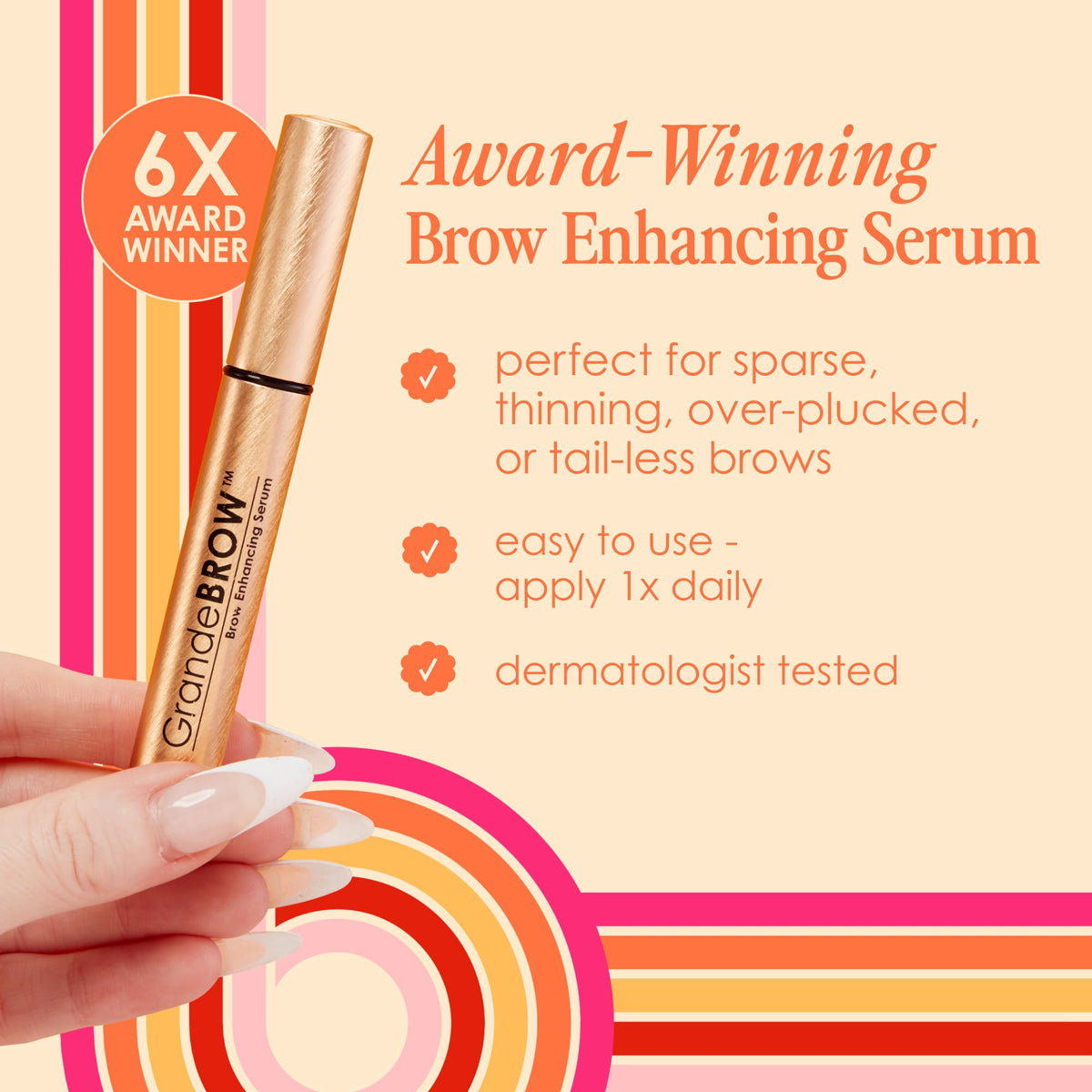 GrandeBROW Brow support Serum 1.5mL with background props