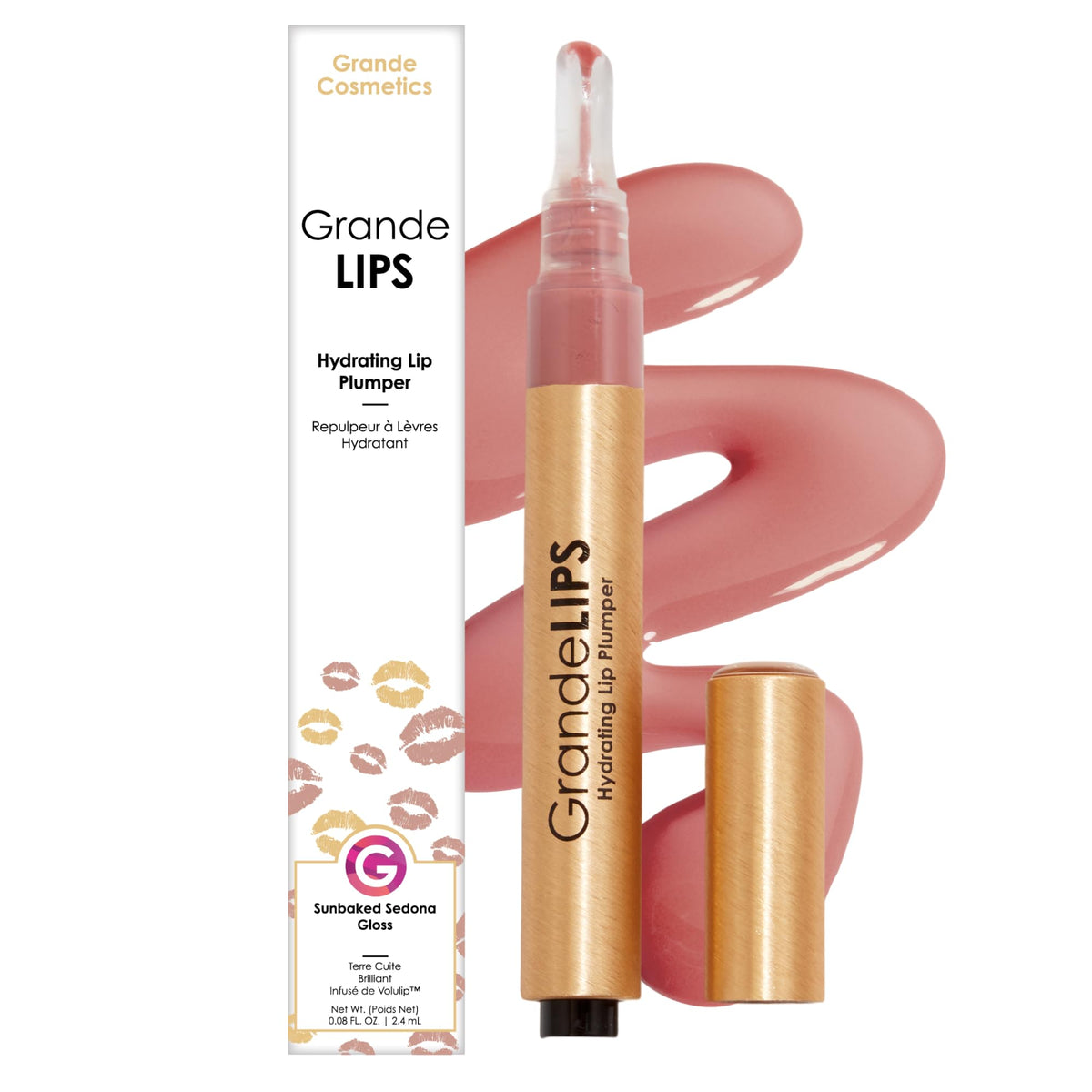 GrandeLIPS Hydrating Lip Plumper Gloss in Sunbaked Sedona front view