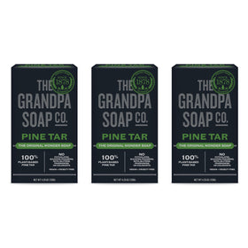 Grandpa's Pine Tar Bar Soap 3-Pack front view with packaging
