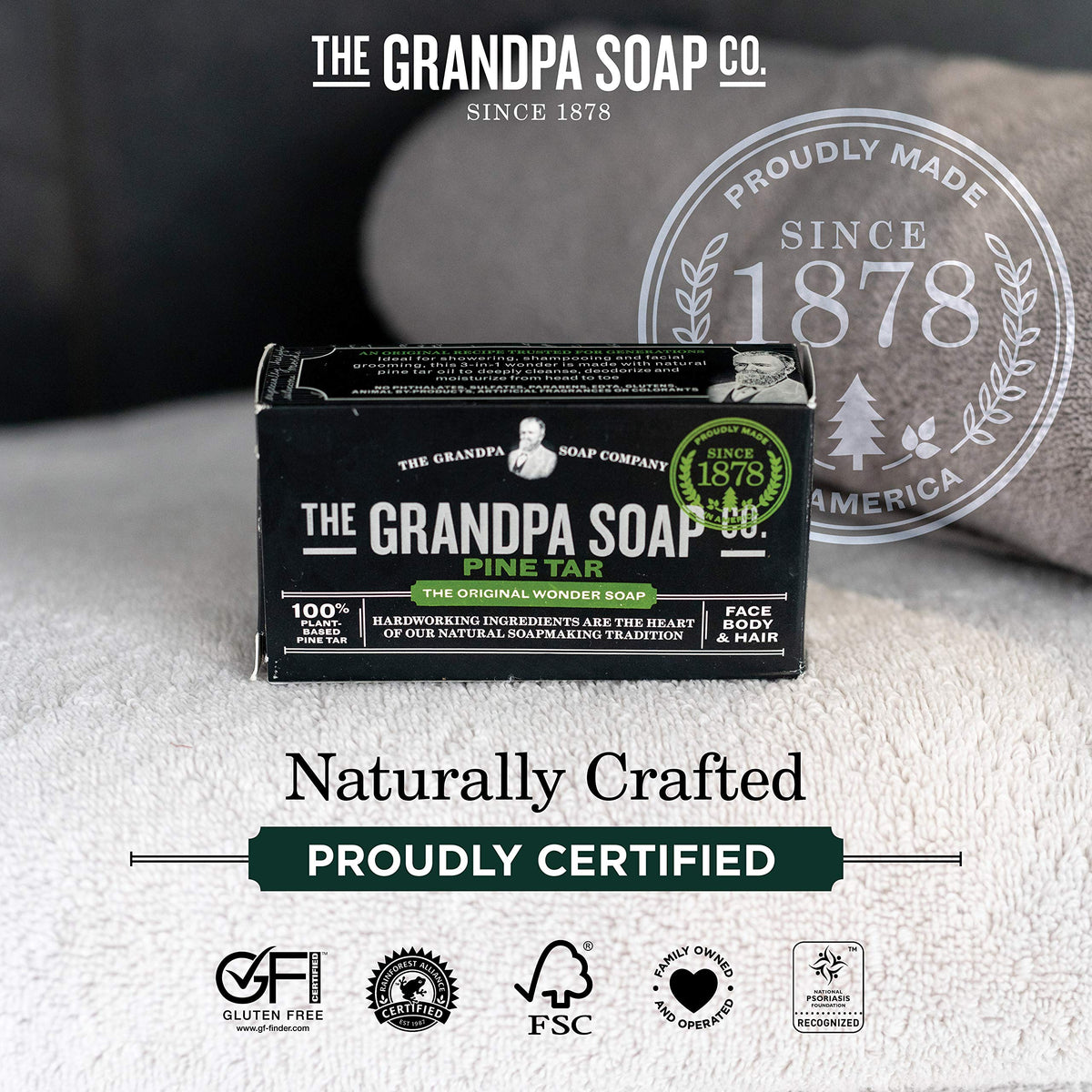 Grandpa's Pine Tar Bar Soap in a travel bag