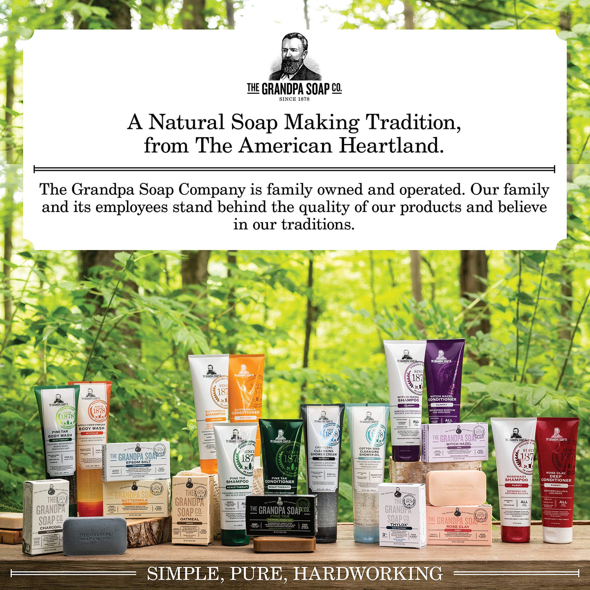 Grandpa's Pine Tar Bar Soap with a rustic background