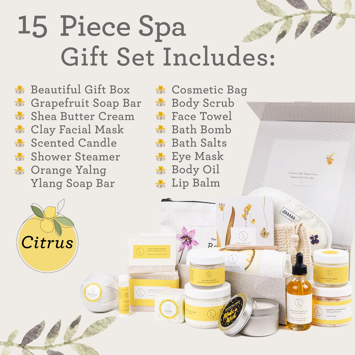 Grapefruit soap bar from Lizush Citrus Spa Gift Basket