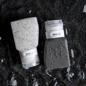 Gravel travel bottles for lotions and body wash