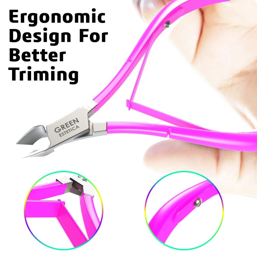 GREEN ESTETICA Cuticle Nippers displayed alongside nail care products