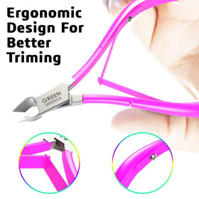 GREEN ESTETICA Cuticle Nippers displayed alongside nail care products