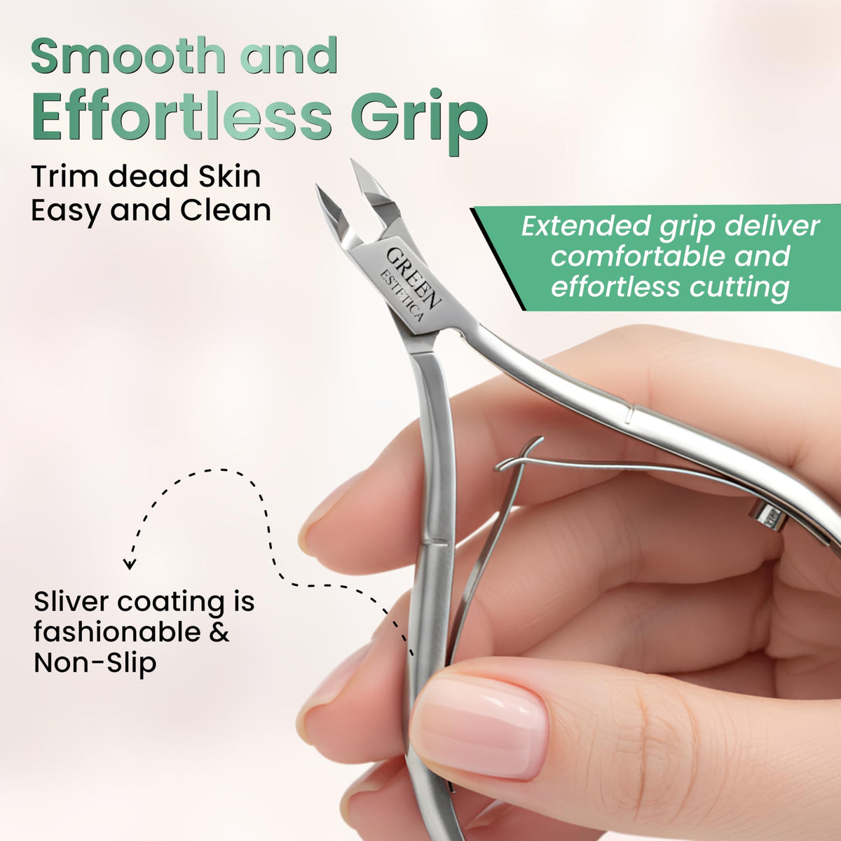GREEN ESTETICA Cuticle Nippers in a manicure set