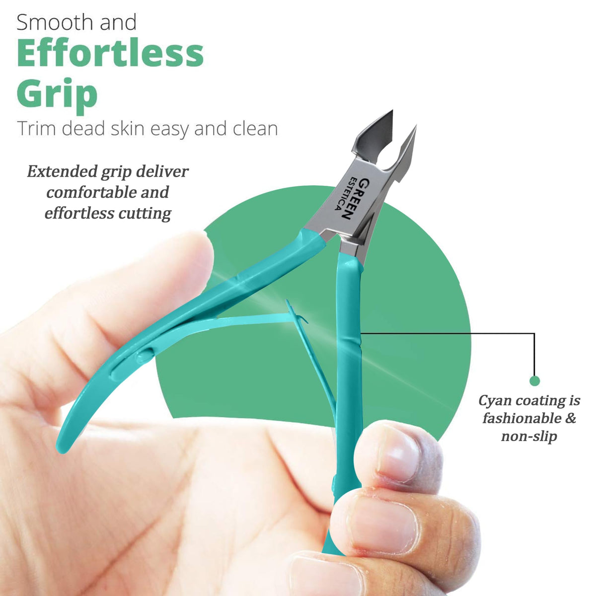 GREEN ESTETICA cuticle nippers in beauty salon setting