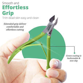 GREEN ESTETICA Cuticle Nippers in use on nails