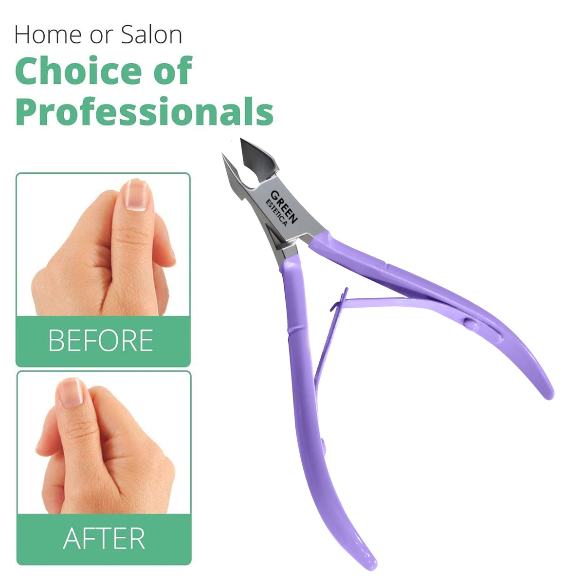 GREEN ESTETICA Cuticle Nippers on a nail care table