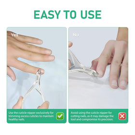 GREEN ESTETICA Cuticle Trimmer and Nippers on a wooden table