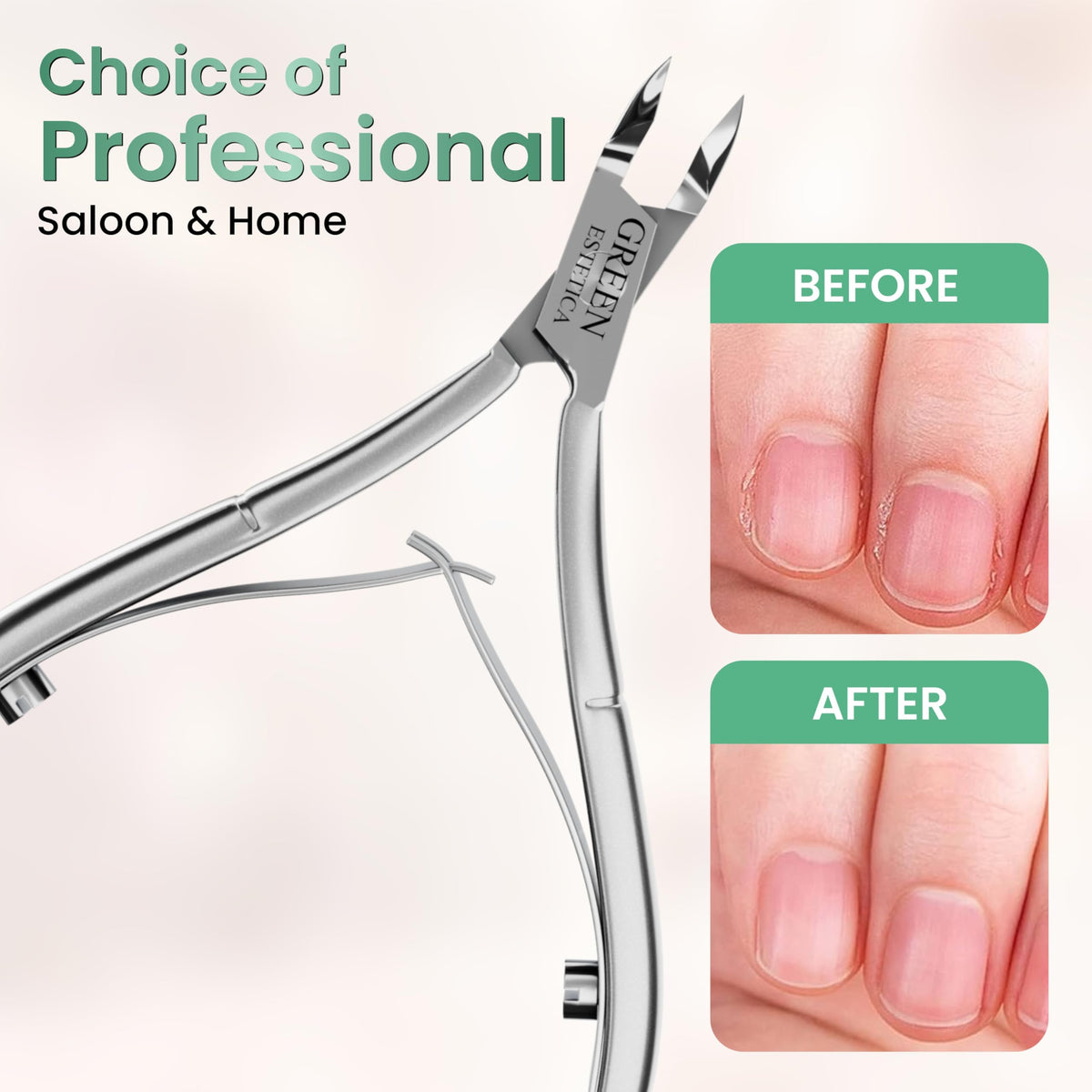 GREEN ESTETICA Cuticle Trimmer & Nippers with protective cap