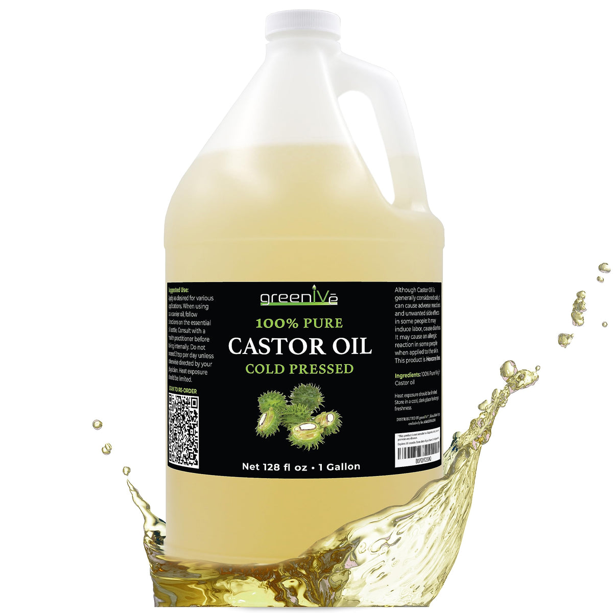GreenIVe 100% Pure Castor Oil 1 Gallon front view