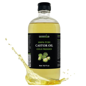 GreenIVe 100% Pure Castor Oil 16 oz glass bottle front view