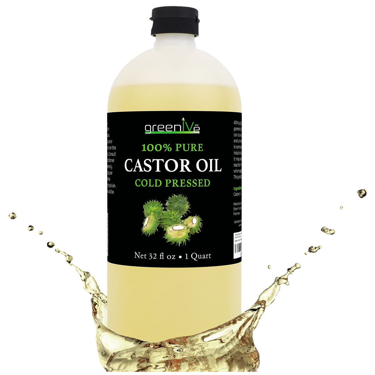 GreenIVe 100% Pure Castor Oil 32 Fl oz front view