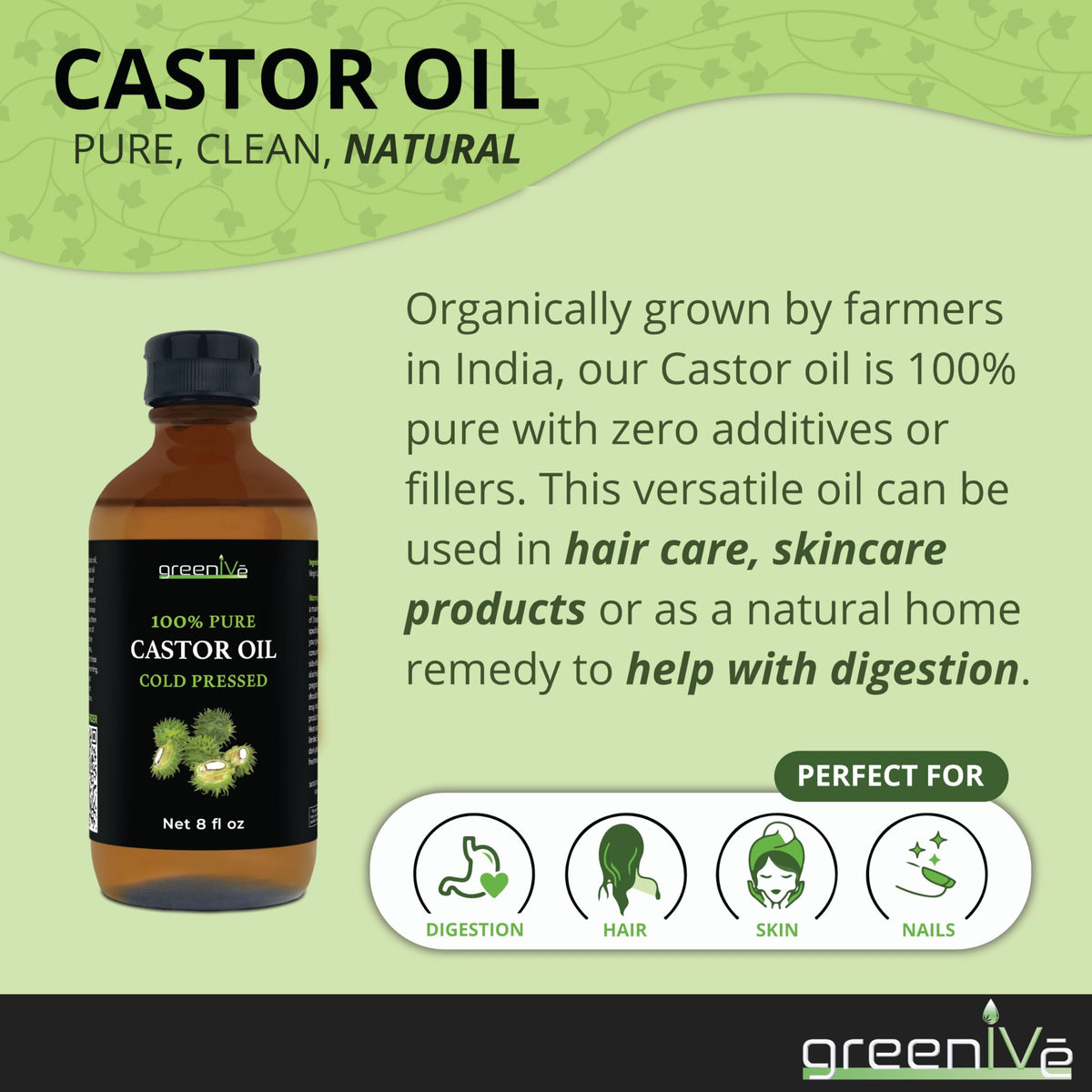 GreenIVe Castor Oil for hair and skin use