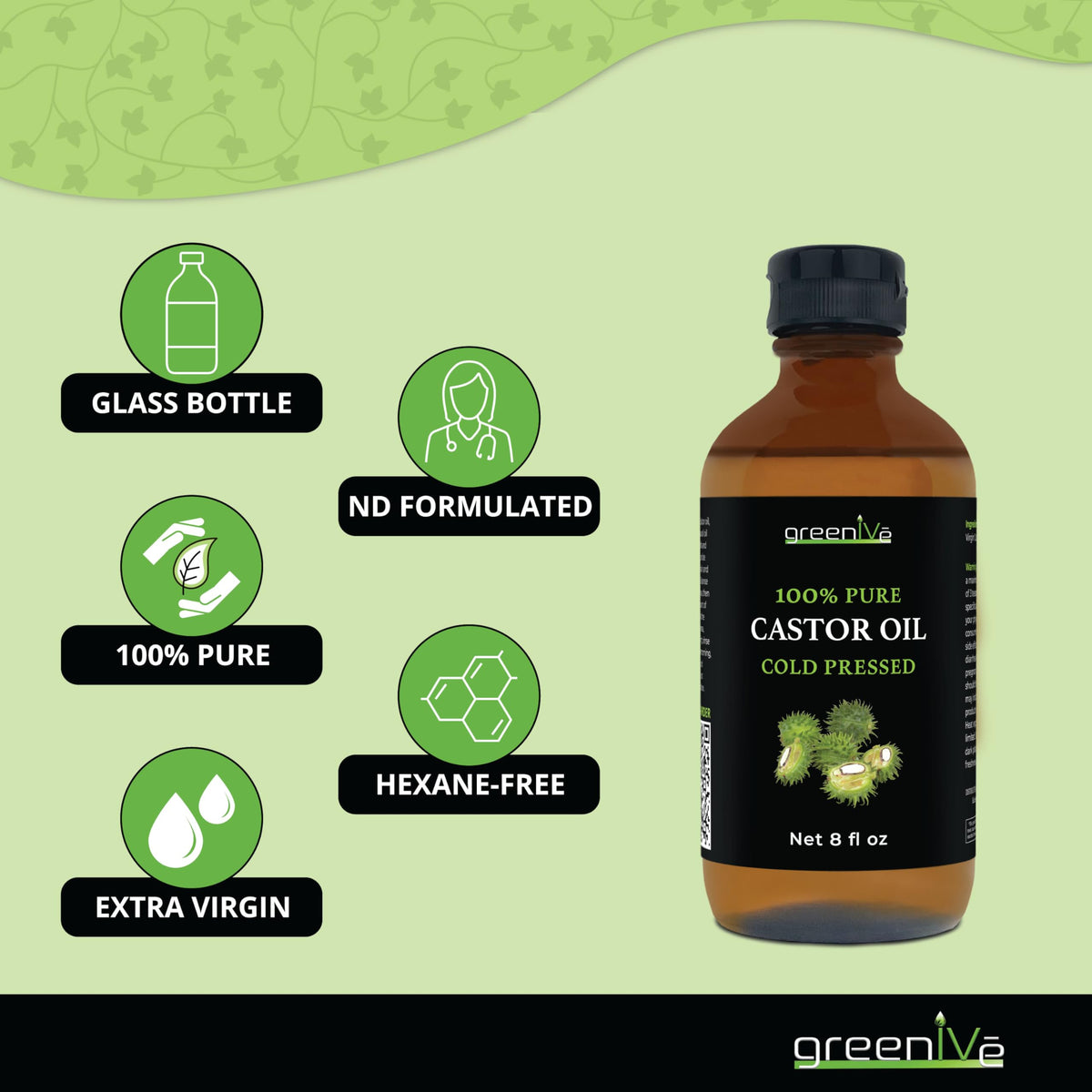 GreenIVe Castor Oil with precision mascara wand
