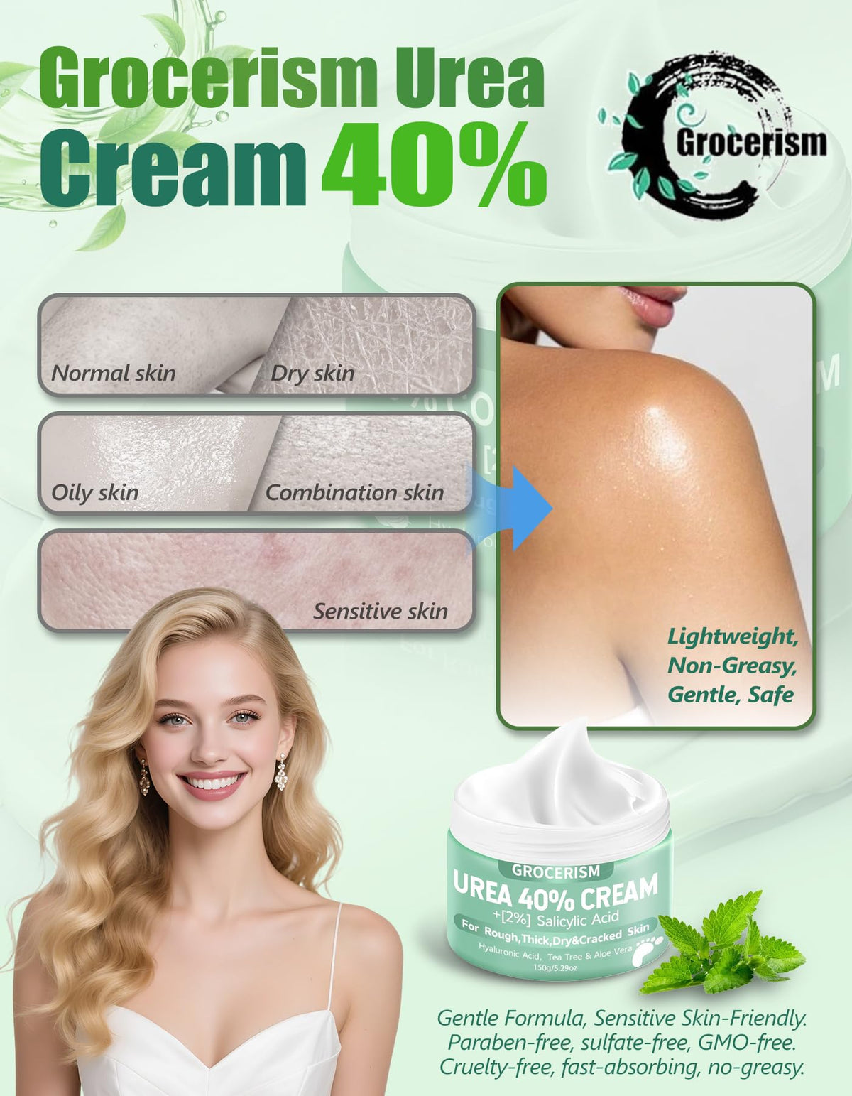Grocerism Urea Cream 40% jar with cotton socks
