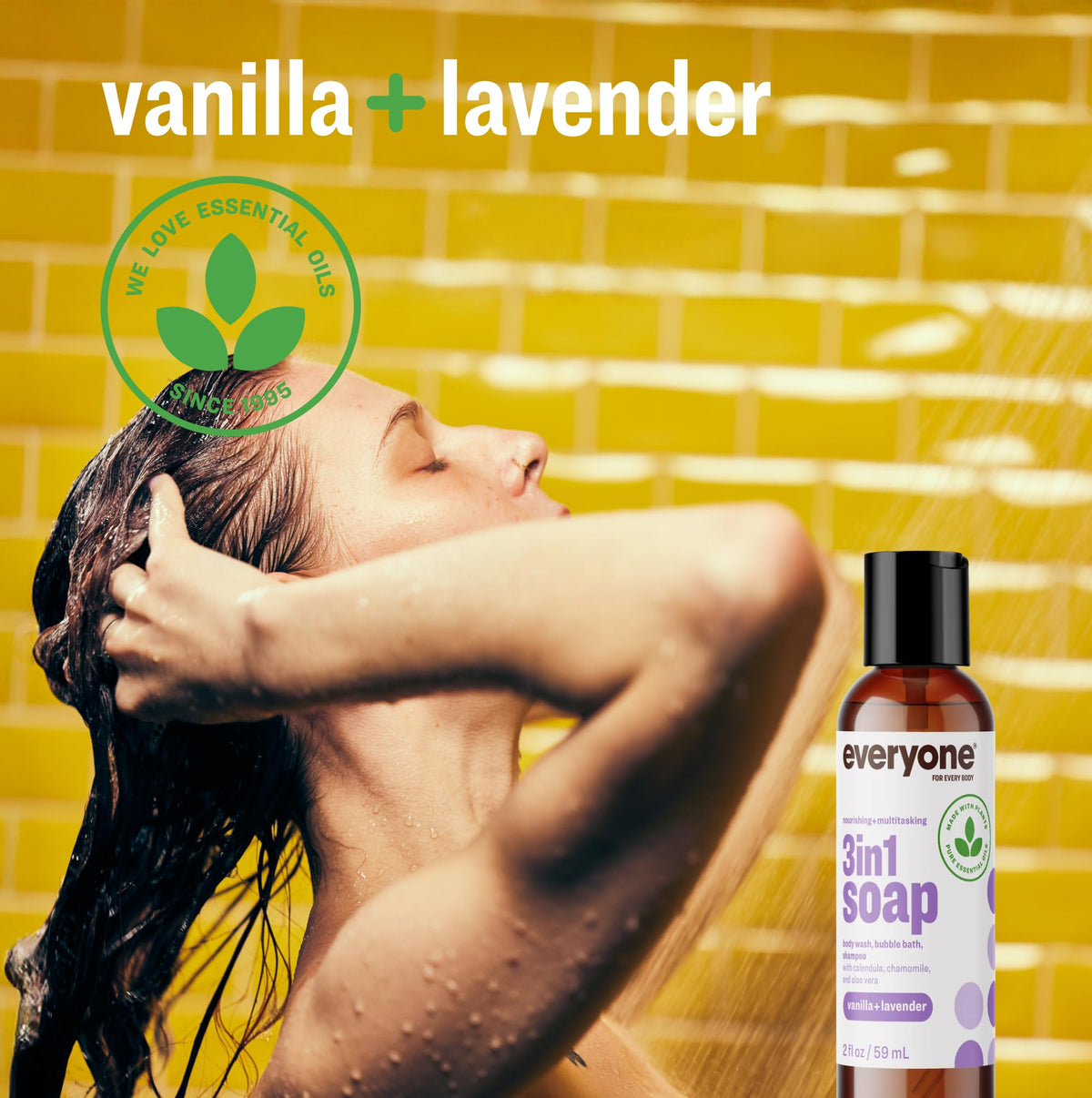 group of everyone 3-in-1 Soap Vanilla Lavender bottles