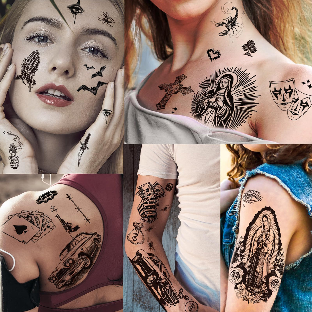 Group of friends wearing XIYOKA Temporary Tattoos at a party
