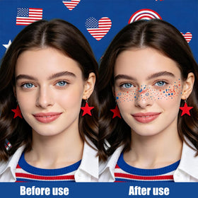 Group of people wearing Yazhiji 4th of July face tattoos