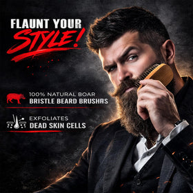 GROW ALPHA BEARD dual action wood comb with ergonomic design