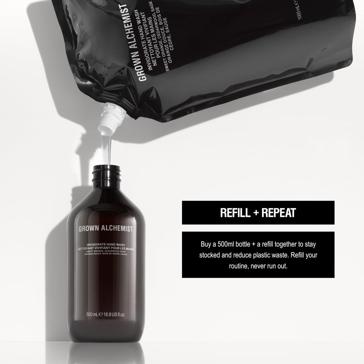 Grown Alchemist Invigorate Hand Wash Refill 1L on a bathroom sink