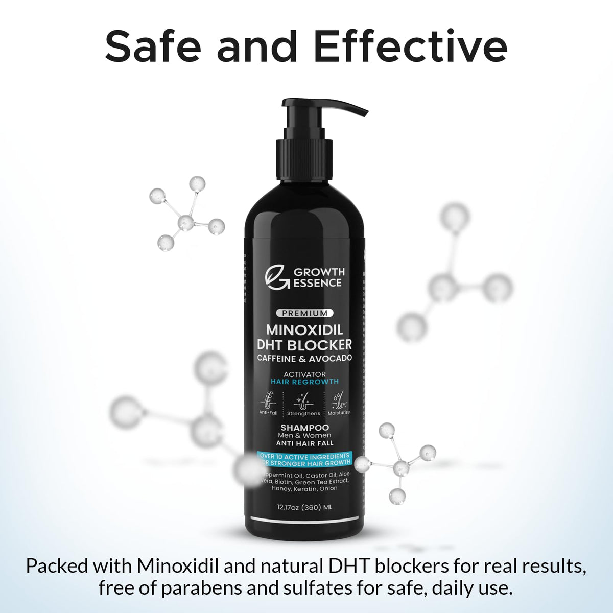 Growth Essence Minoxidil & Biotin Shampoo with natural ingredients