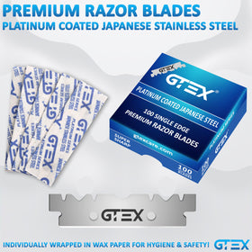 GTEX straight razor set displayed in elegant packaging