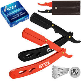GTEX Straight Razor Set with two razors and storage pouch