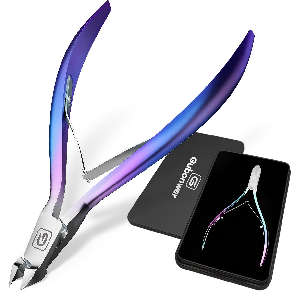 Gubonwer Cuticle Nippers front view with stainless steel finish
