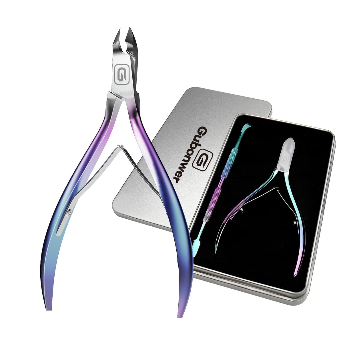 Gubonwer Cuticle Nippers front view with stainless steel finish