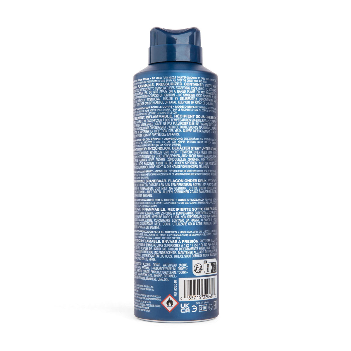 GUESS Seductive Homme Blue Body Spray on a bathroom counter