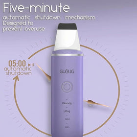 GUGUG skin scrubber spatula in use on a damp face