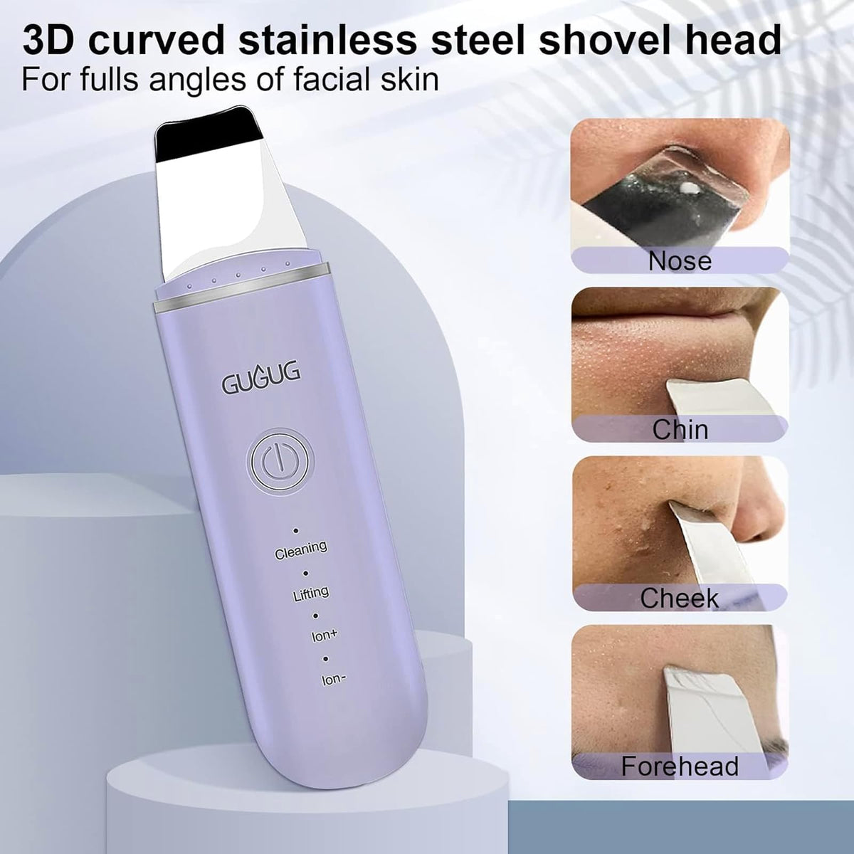 GUGUG Skin Scrubber Spatula in use on damp skin