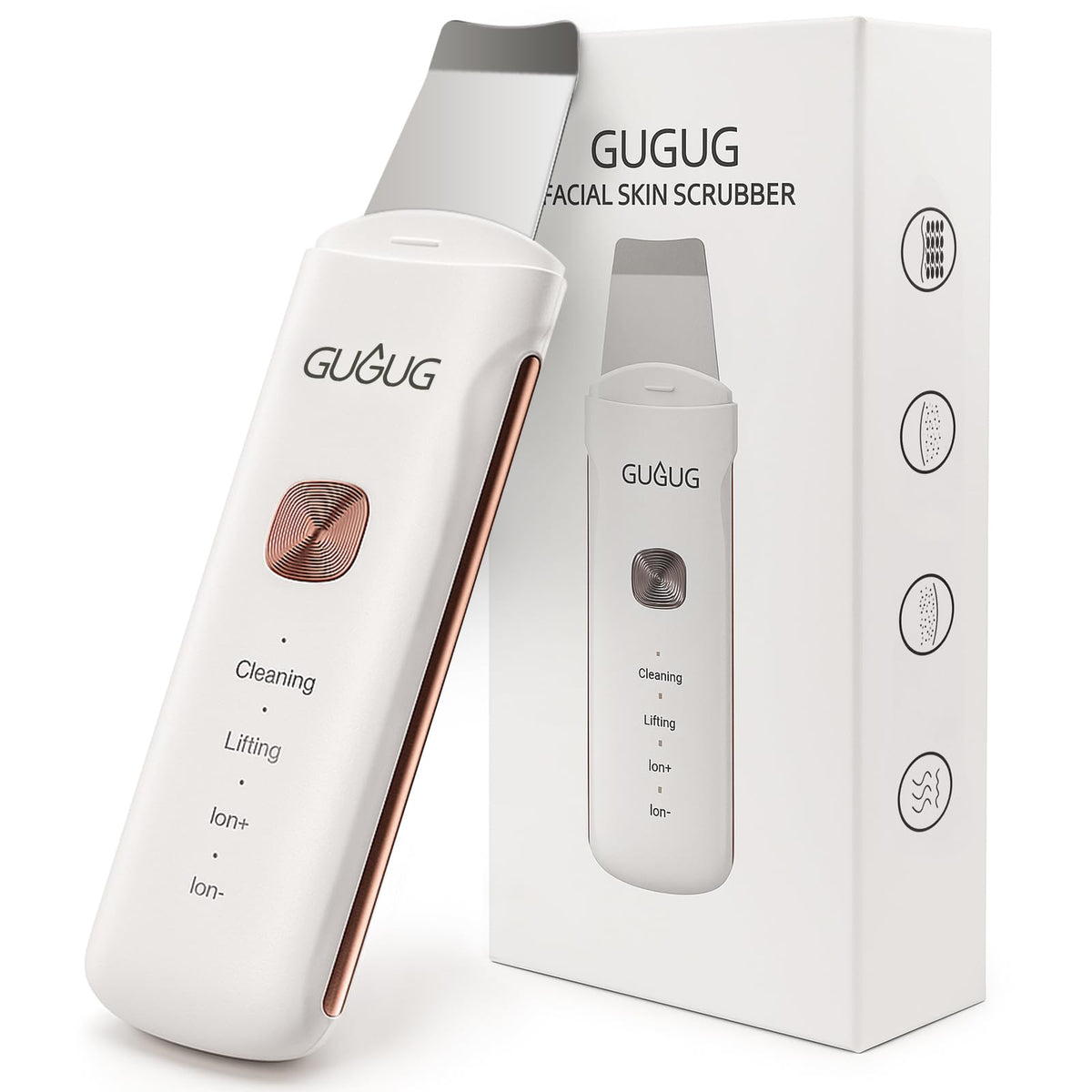 GUGUG Waterproof Skin Scrubber front view with stainless steel head