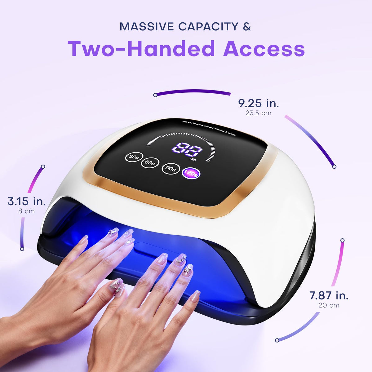 Gugusure UV Nail Lamp 180W large LCD display in use