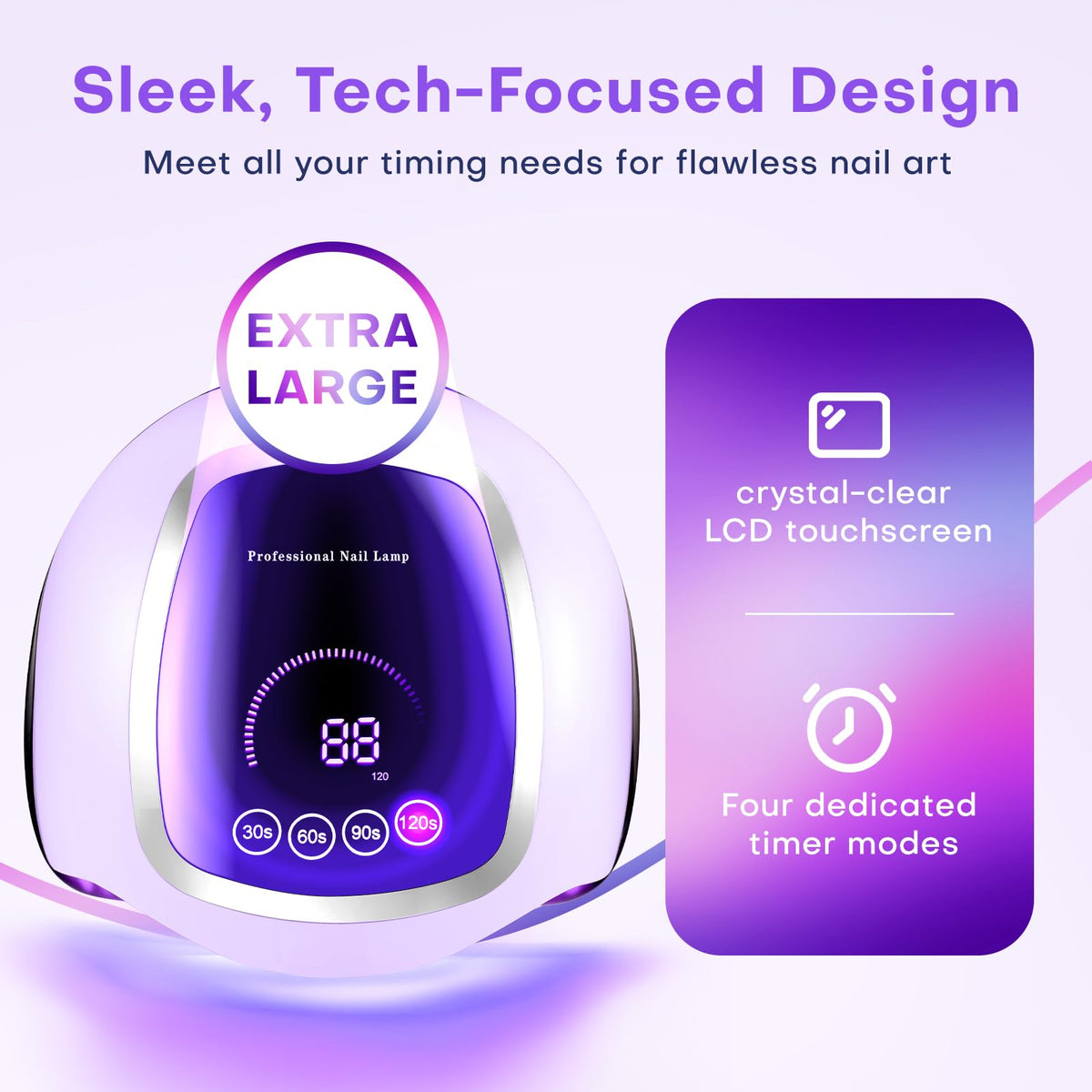 Gugusure UV Nail Lamp showing large LCD display