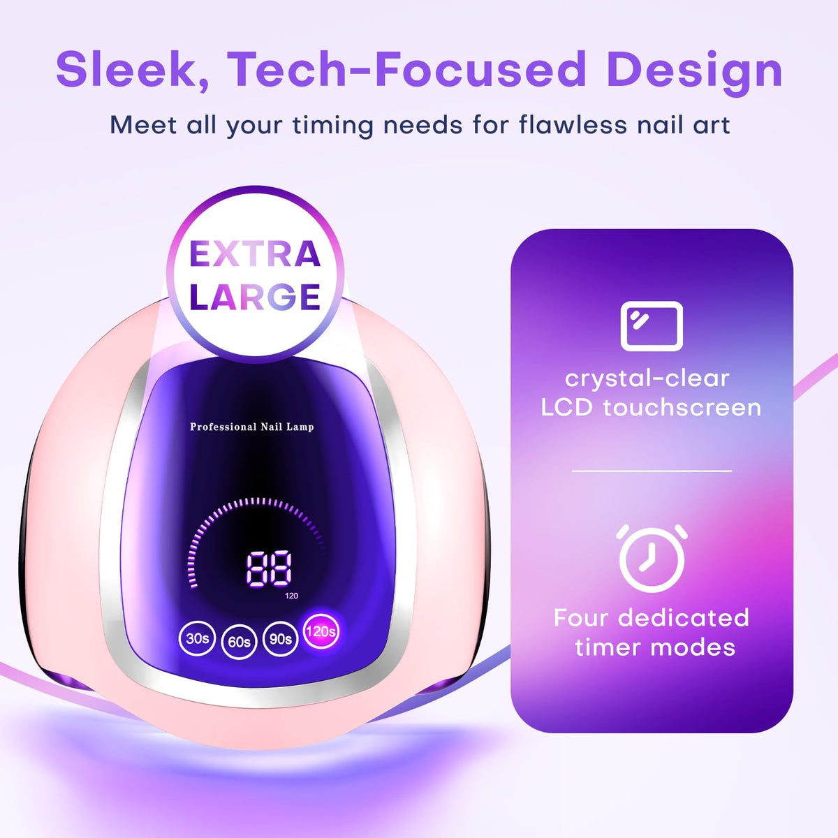 Gugusure UV Nail Lamp side view showing 42 light beads