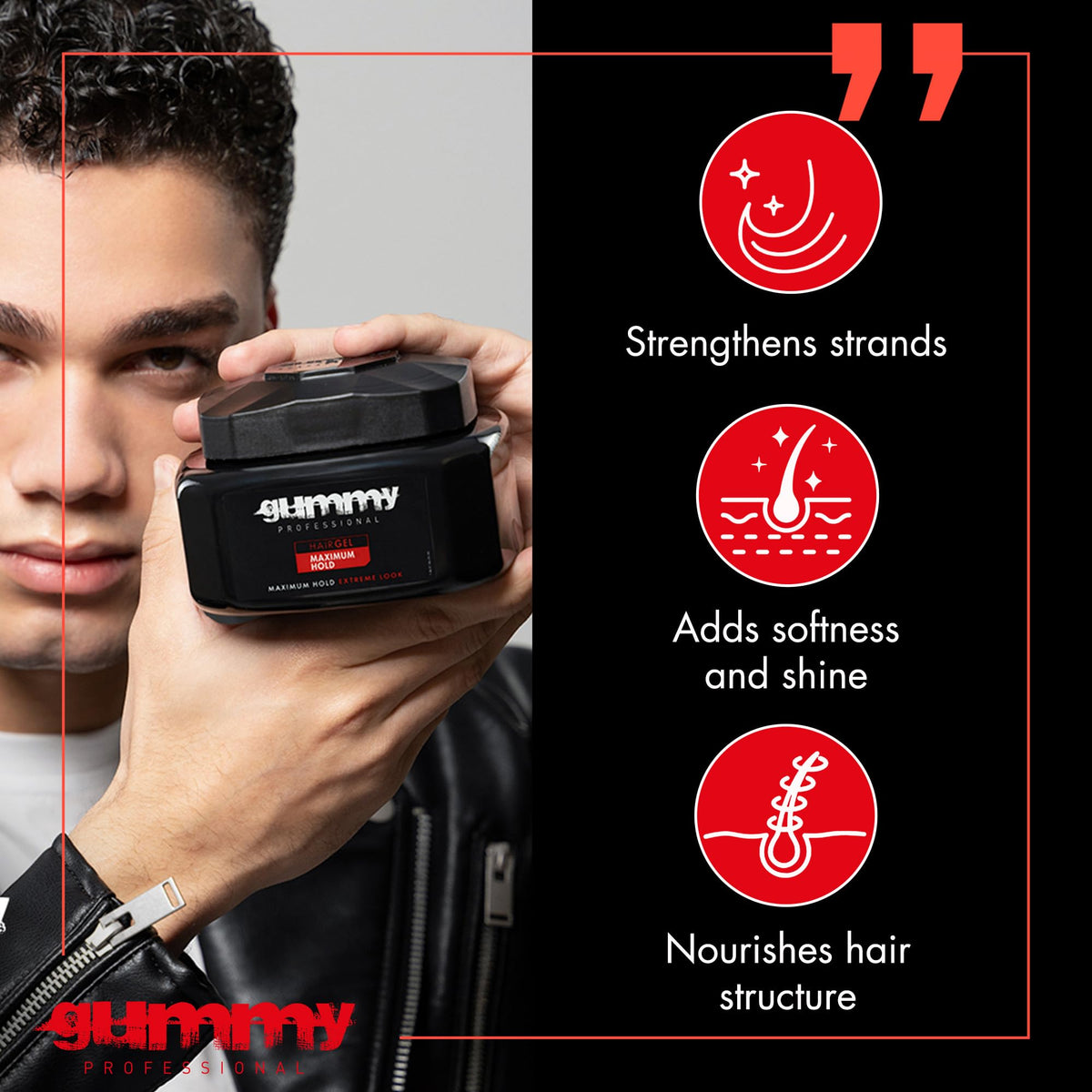 Gummy Hair Gel 700ml side view showing packaging
