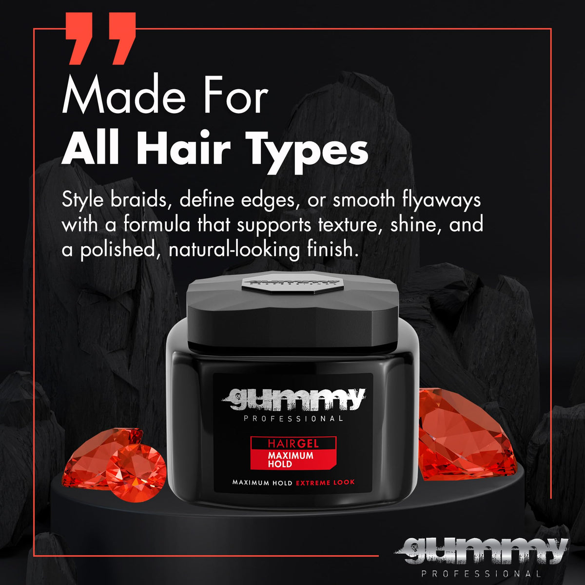 Gummy Hair Gel 700ml with hair styling tools