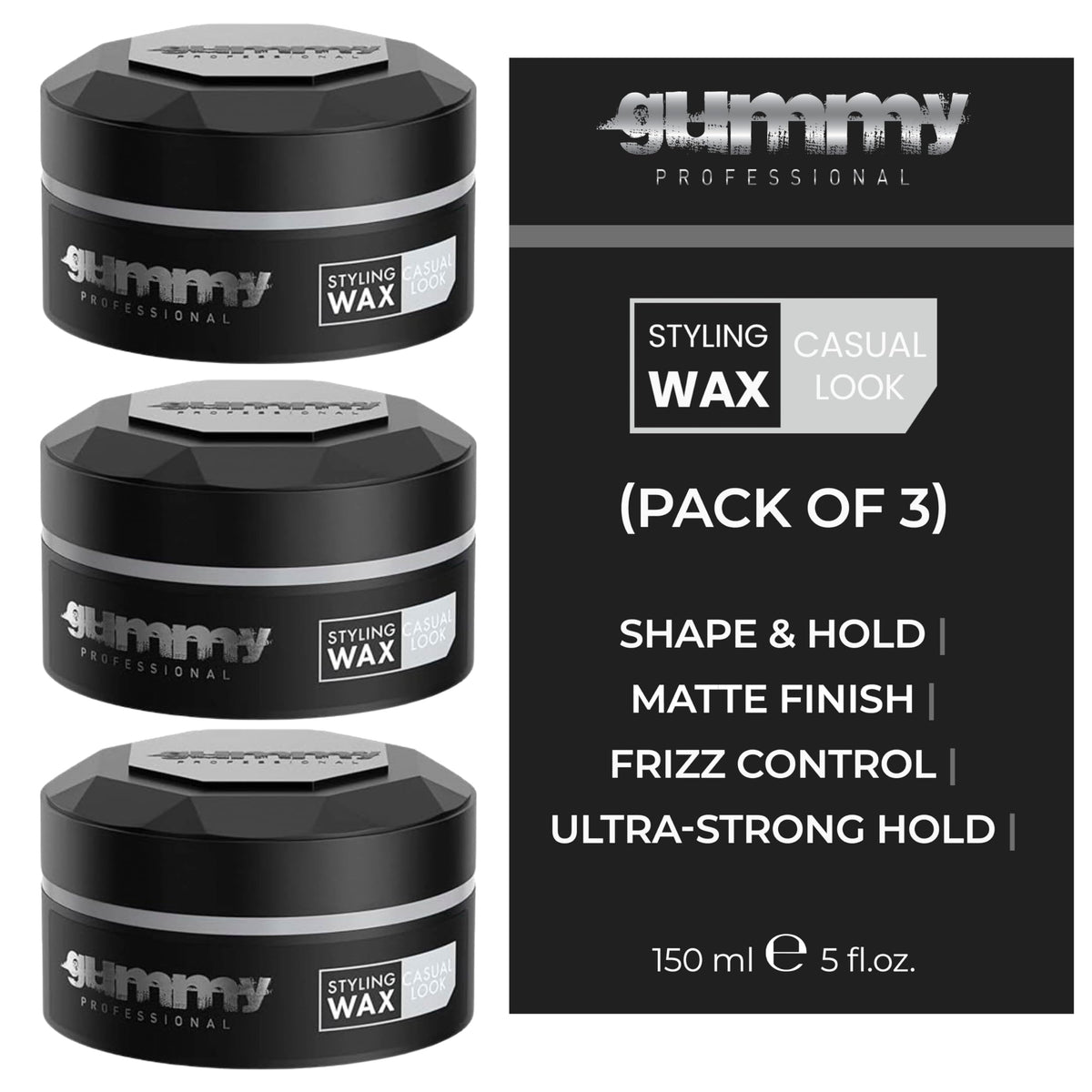 Gummy Hair Styling Wax 150ml front view with matte finish