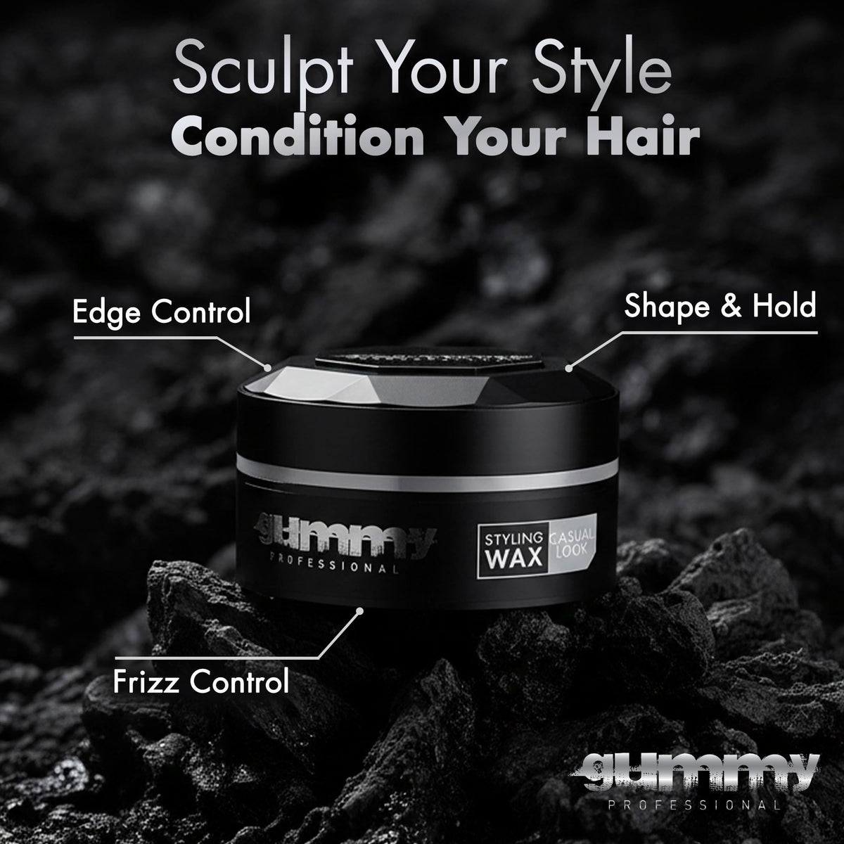 Gummy Hair Styling Wax 150ml in a lifestyle scene with styled hair