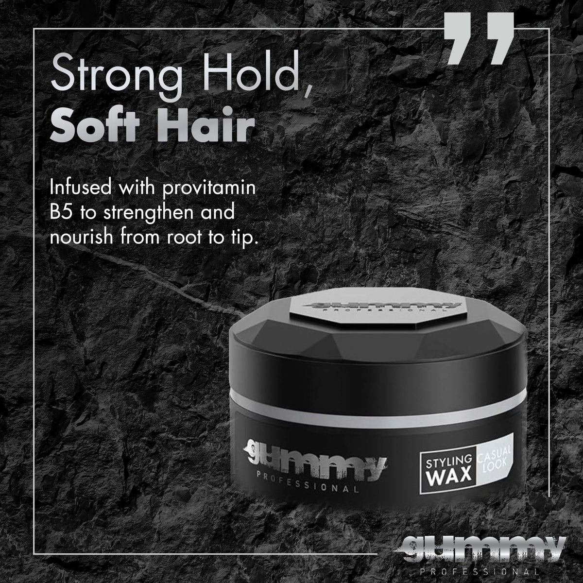 Gummy Hair Styling Wax 150ml on a styling table with tools