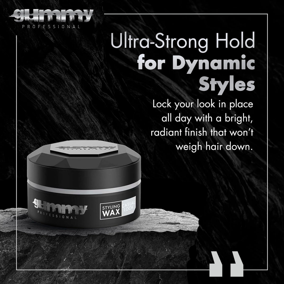 Gummy Hair Styling Wax 150ml side view showing packaging details