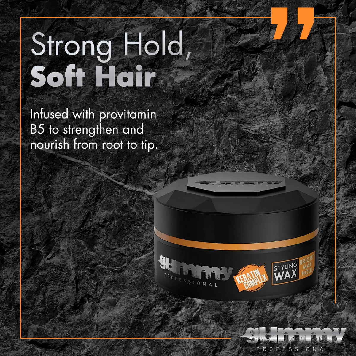 Gummy hair styling wax application on hair
