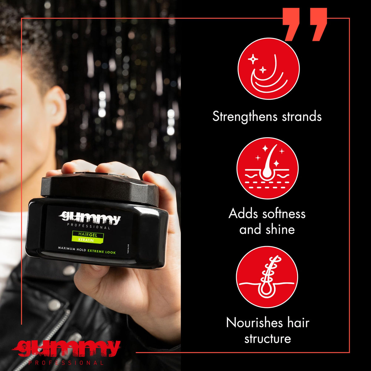 Gummy Professional Hair Gel 700 ml side view