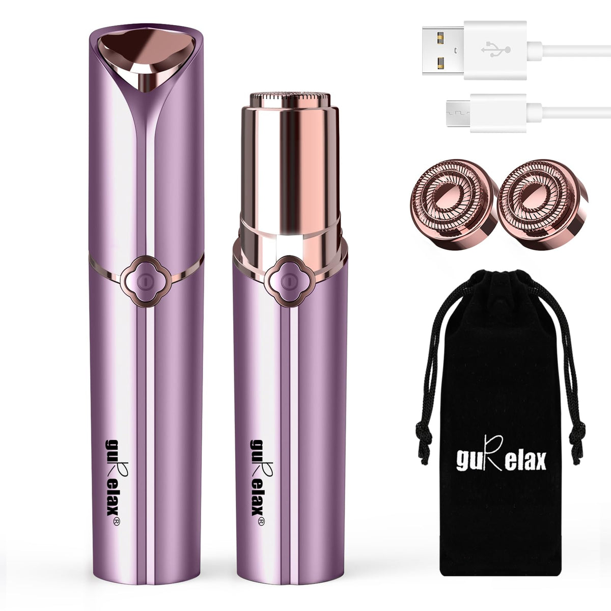 gurelax Facial Hair Removal Device purple mirror finish front view