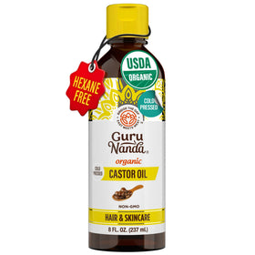 GuruNanda Castor Oil Organic 8 Fl oz front view