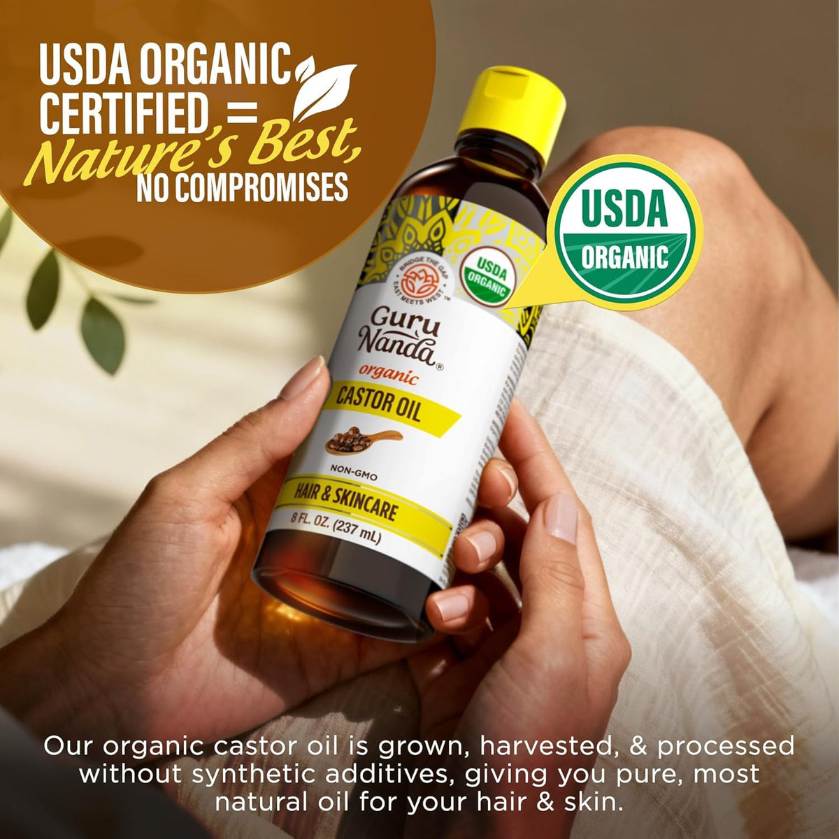 GuruNanda Castor Oil Organic 8 Fl oz with dropper