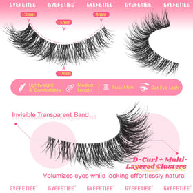 GVEFETIEE Cat Eye Lashes 8 pairs pack with natural look